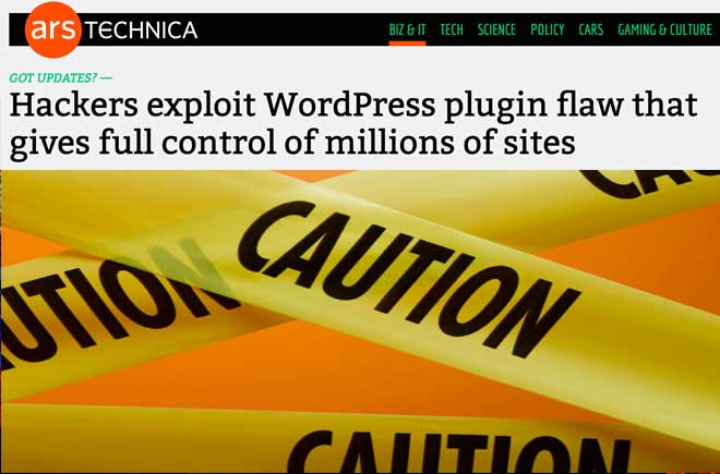 Hackers exploit WordPress plugin flaw that gives full control of millions of sites