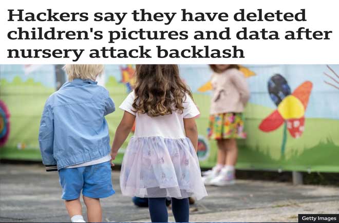  Hackers say they have deleted children's pictures and data after nursery attack backlash 