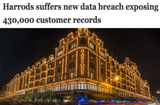  Harrods suffers new data breach exposing 430,000 customer records 