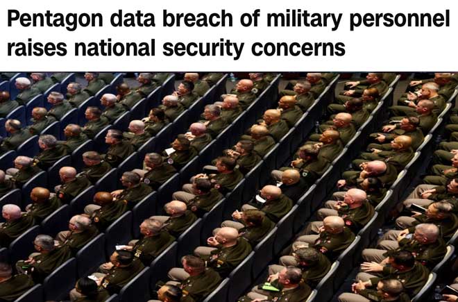  Pentagon data breach of military personnel raises national security concerns 