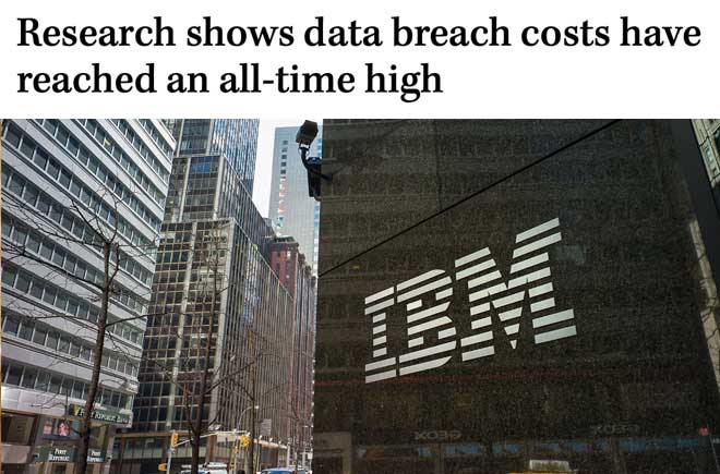  Research shows data breach costs have reached an all-time high 