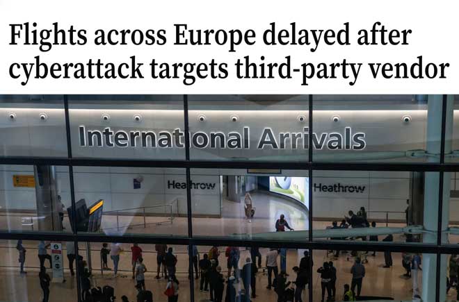  Flights across Europe delayed after cyberattack targets third-party vendor 
