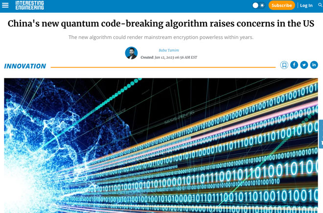 China's new quantum code-breaking algorithm raises concerns in the US