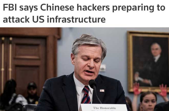  FBI says Chinese hackers preparing to attack US infrastructure 
