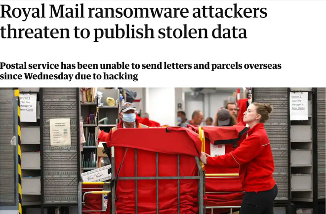 Royal Mail ransomware attackers threaten to publish stolen data
